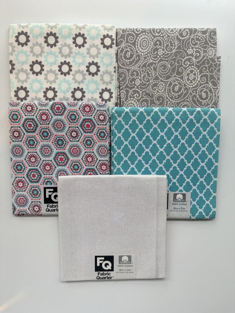 Joann Fabrics FQ Fat Quarters 100% Cotton 18x21 LOT Quilting Blue White Dots